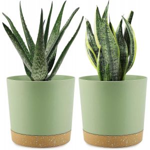 Ventes promotionnelles 2Pcs Pots de fleurs en plastique avec soucoupes - Neuf