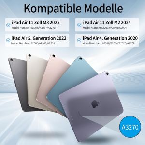 &Eacute;tui Avec Clavier Pour Ipad Air 11"" M2 2024, Ipad Air 6 5 4 2022/2020 10,9"", Coque Arri&egrave;re En Tpu Souple Avec Porte-Stylo, Clavier Bluetooth Magn&eacute;tique Amovible, Disposition Qwertz - Neuf