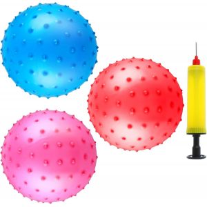 Ershi-Lot De 3 Balles À Picots Gonflables De 20 Cm - Pour Yoga, Massage, Stress - Avec Pompe À Air - Pour L'intérieur Et L'extérie[1656] - Neuf