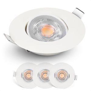 Spot Led Encastrable Dimmable, 230V, 4,9W / 480Lm | 50° Orientable, Blanc Chaud 2700K | Lot De 3 Spots De Plafond Led Dimmable Pour L'Intérieur, Plafonnier Led Encastré, Blanc - Neuf