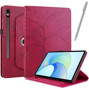 Kal-Coque Pour Samsung Galaxy Tab S9 Fe 10,9 Pouce 2023 (Sm-X510/X516/X518), Pu Flip Avec [Stylet] Fonction Support Antichoc &Eacute;tui Rotatif &Agrave; 360&deg; [Sommeil/R&eacute;veil Automatique] - Rouge - Neuf