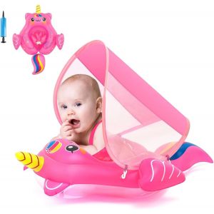 Flotteur Gonflable Licorne Pour Bébé Avec Auvent De 3 À 6 À 12 Mois Pour Bébé Fille Et Tout-Petit Bouée De Piscine Pour Bébé Siège Gonflable Pour Bébé Avec Auvent D'ombrage Pour 6-12-18-36 - Neuf