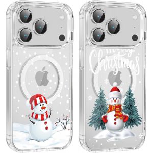 TRAHOO-2 Pi&egrave;ces No&euml;l Coque Magn&eacute;tique pour iPhone 17 Pro Max 6,9'', Etui en Motif Dessin Cadeau de No&euml;l Compatible avec MagSafe, Housse Christmas Silicone Cover pour iPhone 17 Pro Max, Sapin de No&euml;l - Neuf