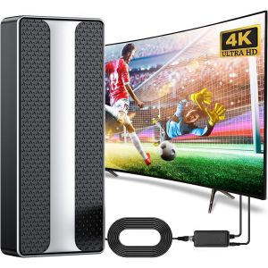 Antenne Tv Num&eacute;rique, Antenne Tv, Longue Port&eacute;e Ext&eacute;rieure, Longue Port&eacute;e, Antenne Hd Avec Amplificateur Et Amplificateur De Signal Pour Tous Les T&eacute;l&eacute;viseurs, C&acirc;ble Portable De 5 M, Support 4K 1080P - Neuf