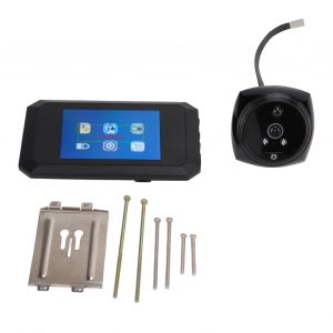 Judas de porte numerique 3,5 pouces 2 MP, camera de sonnette, detection de mouvement, enregistrement, vision nocturne, pour la securite exterieure de la maison, noir - Neuf