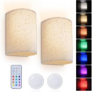 Mur Décoratif De La Lumière, Pack De 2 Rechargeable Appliques Murales En Tissu De L'ombre Et De La Télécommande, 16 Couleurs Rvb Changeant, Dimmable, Pour La Chambre À Coucher, Salle De Séjour, Couloir - Neuf