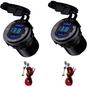 Tianyi-Chargeur De Voiture Qc3.0 Usb Double Port 9v32v36w Led Voltmètre Numérique Charge Rapide Voiture Moto Suv Bus Camion Caravane Marine (2pcs Qc 3.0 Usb) - Neuf