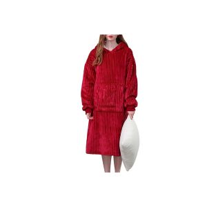 Sweat &Agrave; Capuche-Couverture Pour Femme - V&ecirc;tement D'int&eacute;rieur En Flanelle &Eacute;paisse - Rouge Bordeaux - Neuf