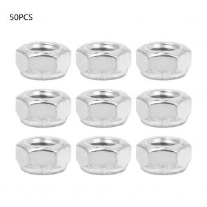 Assortiment de 50 ecrous de blocage en acier et nylon pour fixations de meubles de vehicule (M8) - Neuf