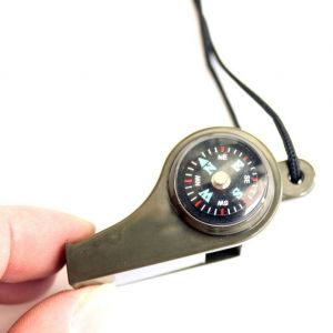 2pcs Emergency Survival Whistle 3 In 1 Whistles With Compass Thermometer Lanyard For Outdoor Hiking Camping Army - Neuf