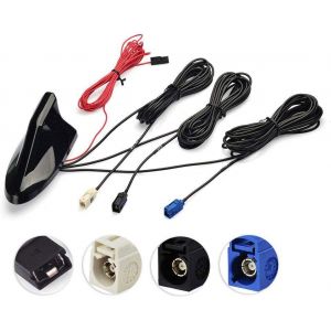 Dab+ Antenne Dab Amplificateur Antenne Autoradio Adaptateurdin Sma Antenne Autoradio Am/Fm Gps Toit Amplificateur Signal Car Shark Fin Antenne Adaptateur Smb Prise Avec Câble Rg174 5M - Neuf