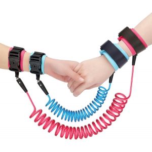 Yemaesre-2m Anti-Perdu Poignet Ceinturec Pour Enfant, Laisse Enfant Poignet Réglable Harnais Enfant De 360° Rotation, Bébé Marcheur Bracelet Corde De Sécurité, Voyage Helper, Bleu+Rose - Neuf