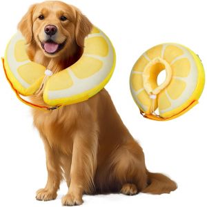 Collerette Chien Gonflable, Collier De Protection Anti Lechage Pour Chiens Et Chats, Collier De R&eacute;cup&eacute;ration Souple Pour Chien De Compagnie (Citron, Xl) - Neuf