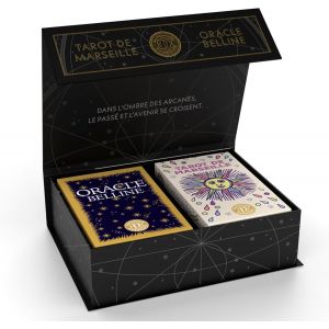 Dusserre-Minis Jeux Tarot De Marseille & Oracle Belline|Coffret Collector Cartomancie|Edition Limit&eacute;e|Oracle Et Tarot Divinatoire|Bo&icirc;te Rigide,Noir - Neuf