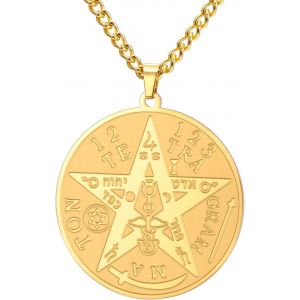 Kal-Pendentif Tetragrammaton Collier Pentagramme Pour Hommes Femmes Amulette De Protection Wiccan Collier &Eacute;toile Pentacle Amulette De Salomon Collier D'&eacute;nergie - Neuf