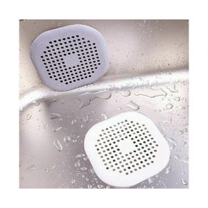 Bouchon de bonde carr&eacute; r&eacute;cup&eacute;rateur de cheveux pour douche - Lot de 2 bouchons en silicone - Neuf