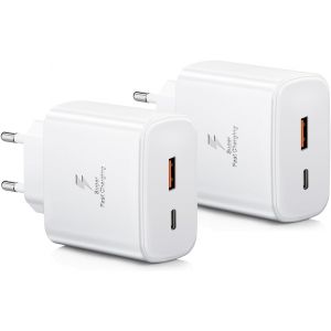 LORANKA-Paquet de 2 chargeurs Rapides USB C 45W, Chargeur avec Adaptateur USB, Adaptateur de Charge &agrave; 2 Ports pour iPhone 16 15/16 15 Pro/16 15 Pro Max/16 15 Plus Galaxy S25, Bloc d'alimentation - Neuf