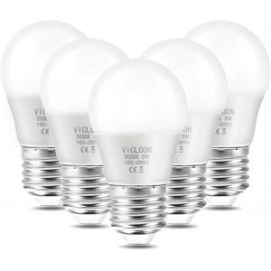 Kalanka-Lot De 5 Ampoules Led E27, 3 W, G45 E27, &Eacute;quivalent &Agrave; Une Ampoule &Agrave; Incandescence De 25 W, Blanc Chaud 3000 K, 280 Lm, Intensit&eacute; Non Variable - Neuf