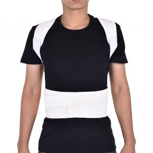Ceinture D'epaule Reglable Pour Hommes Et Femmes, Correcteur De Posture Pour Le Dos (Blanc, Taille S) - Neuf