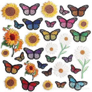 33 Patchs Brodés Papillons, Tournesols, Autocollants Cousus Mignons, Pour Jeans, Vêtements En Tôle, Chapeaux, Sacs, Artisanat (Papillon, Tournesol, Marguerite) - Neuf