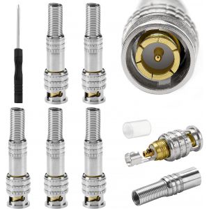 5 Pièces Connecteurs Coaxiaux Mâles BNC,Prise BNC Mâle sans Soudure à Vis RG59 RG6 Cable Coaxial Connecteur,Prise Q9 vers Câble Coaxial RG59 pour Caméra de Surveillance,avec Tournevis - Neuf