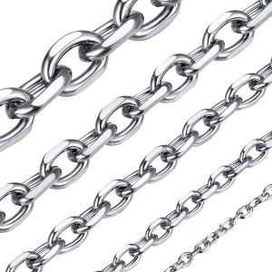 Kal-Chaine Homme Acier Inoxydable Collier Massif Femme Gourmette Garçon Pour Pendentif Maille Fille Gros Fine[Acier/Or/Noir-Largeur:3/5/7/9/12 Mm-Longeur:46/51/55/61/66/71/76 Cm] Fête Pères - Neuf