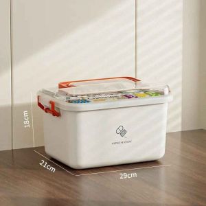 Boîte à médicaments Portable de grande capacité,Kit médical de premiers secours à domicile,boîte à médicaments d'urgence familiale avec étui de stockage de médicaments multicouche - L - Neuf