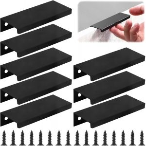 lbgwp60-LotDe 8 Poignées De Meuble En Alliage Noir - Poignées De Cuisine Cachées - Poignées De Porte De Tiroir - Pour Armoire, Porte, Tiroir - 80 Mm - Neuf