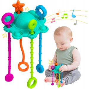 Montessori Toy-Baby Games for Fine Motor Skills,100% Food Grade Silicone with Built-in Rattle Function and Easy Clean Design (Mint) - Neuf
