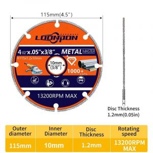 Disque De Coupe Diamant 76X10Mm Et 115X22.23Mm,Lame De Scie Circulaire Dlade Brasée Sous Vide Pour Couper L'Acier Et Le Fer À Barres D'Armature.Polyvalent De Coupe.115 X 10Mm - Neuf