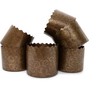 Kulich Lot De 12 Moules &Agrave; Pain De P&acirc;ques 355 Ml &iquest; Moules &Agrave; Paska,Moules &Agrave; Panettone &iquest; Design Italien Anti-Adh&eacute;sif Marron 11 X 8,5 Cm (L X H) - Neuf