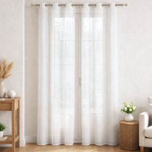 Voilage L&eacute;ger &Agrave; Fines Rayures Argent&eacute;es - Neuf