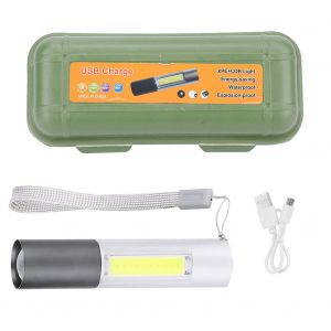 Hjlian Mini Lampe Torche Led Portable A Chargement Usb En Alliage D'aluminium Pour Camping Et Urgences, Argentee - Neuf