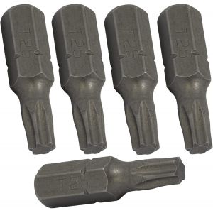 ERYI-- C62129 - Lot De 5 Embouts De Vissage 1/4'' À Empreinte Étoile T25 6 Pans - Longueur 25 Mm - Outil De Serrage Clé À Cliquet Tournevis Visseuse Douille Quincaillerie Mécanique - En Acier S2 - Neuf