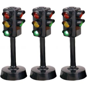 Lot de 3 mini feux de circulation, jouets éducatifs pour enfants, modèle de panneau de signalisation, accessoire de voiture - Neuf