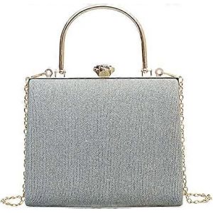 Poign&eacute;e sup&eacute;rieure Soir&eacute;e Embrayage Sacs &agrave; main Cha&icirc;ne d'or Sac &agrave; bandouli&egrave;re Carr&eacute; Bo&icirc;te Forme Tote PurseZ-silver - Neuf