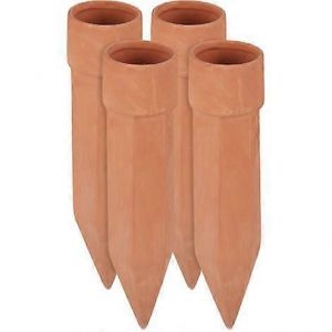 Cône D'arrosage En Argile Relaxdays,Lot De 4 Accessoires D'arrosage,Bouteilles De 1,5 L,19 X 4,5 Cm,Terre Cuite - Neuf