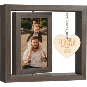 Cadre Photo Bois Personnalis&eacute; avec Amour Design Peut Contenir, 21.1 x 23.1 cm Cadre Photo en Bois Rotatif Double Face, Cadre Photo Rotatif Double Face pour Votre Famille, Cadre Photo Rotatif - Neuf