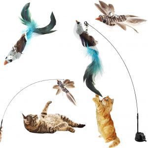 Subzonal-Jouet Chat Interactif Interieur Jouets À Plumes Pour Chats Jouet Chat Ventouse Avec Cloche Plume Kittybird Jouet Jeux Chat Baguette Canne À Pêche Cadeau Jeu Pour Chat D'appartement - Neuf