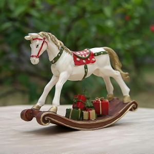 No&euml;l D&eacute;coratif de Cadeaux en R&eacute;sine Cheval &agrave; Bascule Cheval &agrave; la Maison Salon Biblioth&egrave;que Salle Arrangement des Ornements de Cadeau pour les Amis - Neuf