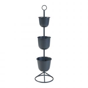 Porte-Plantes Style Intemportel Support 110 X 28 Cm 3 Cache-Pots Noir Helloshop26 03_0010318 - Neuf