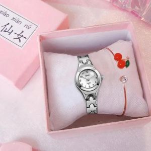 Montre Femme + Coffret Cadeau Montre Fille - Montre Femme Chaîne En Acier - Mignon Bracelet - Cadeau Fille Anniversaire Noël - Neuf