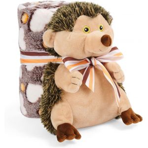 TIANYI-Couverture Bebe avec Animal en Peluche Douce - Plaid avec Doudou Petit Enfant 0 1 2 3 Ans - Cadeau de Naissance Bebe Fille Garcon Coloré Tissu Moelleux Chaud - 120x80 cm (Hérisson) - Neuf