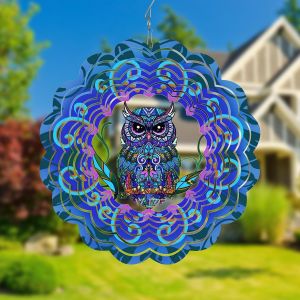 MEVRONISSHOP-Carillons &Eacute;oliens Rotatifs en M&eacute;tal en Forme de Chouette &iquest; Cadeaux D&eacute;coratif de 12 Pouces, D&eacute;coration &agrave; Suspendre en Ext&eacute;rieur et en Int&eacute;rieur pour Jardin, Cour, Patio, Arri&egrave;re-cour ou P - Neuf