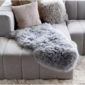Sjzg-Peau De Mouton Synth&eacute;tique,Cozy Sensation Comme V&eacute;ritable Laine Tapis En Fourrure Synth&eacute;tique, Faux Peau De Mouton Laine Tapis De Canap&eacute; Coussin (Gris, 50 X 80 Cm) - Neuf