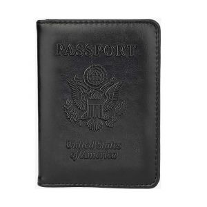Passeport porte-monnaie et Titulaire de la Carte Combo, en Cuir Noir D&eacute;tenteur d'un Passeport pour Voyager, Protection RFID, Slim Design - Neuf