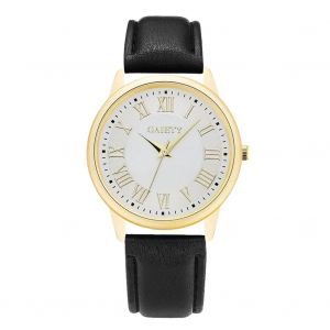 Gaiety Femmes Casual Chiffres Romains Cadran Pu Bracelet Quartz Montre Analogique Robe Montre-Bracelet (Noir) - Neuf