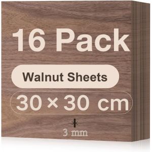 Mevronisshop-Contreplaqu&eacute; Noyer 3mm Lot De 16, 300 X300mm Planche Bois Brut Bouleau Panneau Feuille D&eacute;coupe Pyrogravure Gavure Laser Bois - Neuf