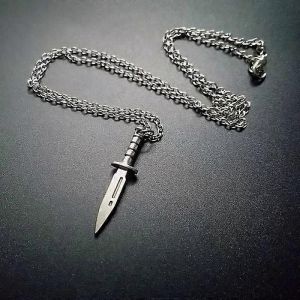 Nouveau Couteau Gothique Dague Pendentif Ras De Cou Collier Bijoux Cadeau Pour Hommes Femmes Gril Gar&ccedil;on Punk Kpop Style Accessoires Breloque - Neuf