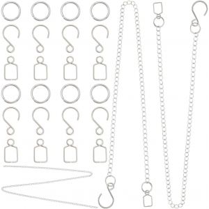 Mevronisshop-1 Boîte De 10 Chaînes Et Crochets D'attrape Soleil De 39.4 Pouces Chaîne Suspendue En Laiton Kits De Chaînes De Suspension À Boule De Cristal Avec Anneaux De Crochet Collants Pour Bricol - Neuf